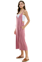 Load image into Gallery viewer, Loose Fit V Neck Capri Jumpsuits - Mauve
