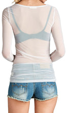 Load image into Gallery viewer, Long Sleeve Sheer Mesh Tops
