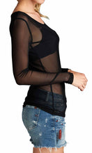 Load image into Gallery viewer, Long Sleeve Sheer Mesh Tops