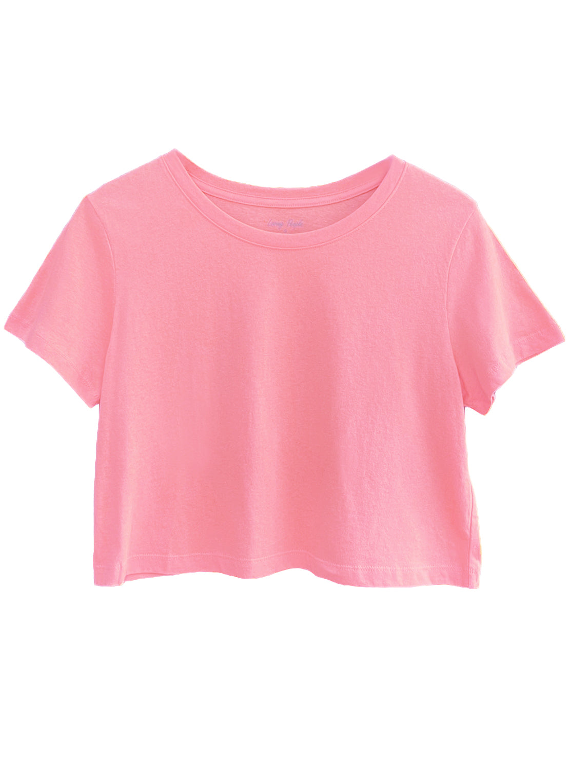 Short Sleeve Round Neck Boxy Crop Top | Pink – Loving People