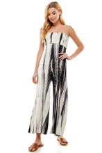 Load image into Gallery viewer, Bamboo Hand Tie Dye Fold Over Tube Strapless Jumpsuit - White/Black
