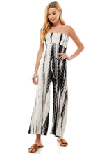 Load image into Gallery viewer, Bamboo Hand Tie Dye Fold Over Tube Strapless Jumpsuit - White/Black