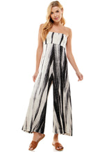 Load image into Gallery viewer, Bamboo Hand Tie Dye Fold Over Tube Strapless Jumpsuit - White/Black