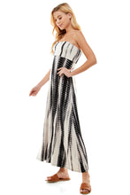 Load image into Gallery viewer, Bamboo Hand Tie Dye Fold Over Tube Strapless Jumpsuit - White/Black
