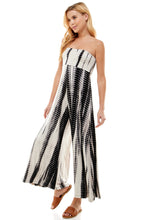Load image into Gallery viewer, Bamboo Hand Tie Dye Fold Over Tube Strapless Jumpsuit - White/Black