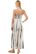 Load image into Gallery viewer, Bamboo Hand Tie Dye Fold Over Tube Strapless Jumpsuit - White/Black