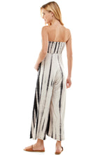 Load image into Gallery viewer, Bamboo Hand Tie Dye Fold Over Tube Strapless Jumpsuit - White/Black