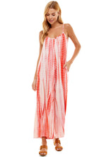 Load image into Gallery viewer, Bamboo Hand Tie Dye Loose Fit Spaghetti Strap Jumpsuit | White/Coral