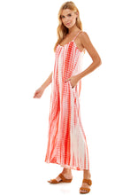 Load image into Gallery viewer, Bamboo Hand Tie Dye Loose Fit Spaghetti Strap Jumpsuit | White/Coral