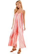 Load image into Gallery viewer, Bamboo Hand Tie Dye Loose Fit Spaghetti Strap Jumpsuit | White/Coral
