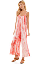 Load image into Gallery viewer, Bamboo Hand Tie Dye Loose Fit Spaghetti Strap Jumpsuit | White/Coral