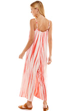 Load image into Gallery viewer, Bamboo Hand Tie Dye Loose Fit Spaghetti Strap Jumpsuit | White/Coral