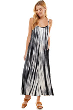 Load image into Gallery viewer, Bamboo Tie Dye Loose Fit Spaghetti Strap Jumpsuit | White/Black