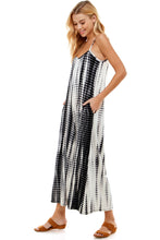 Load image into Gallery viewer, Bamboo Tie Dye Loose Fit Spaghetti Strap Jumpsuit | White/Black