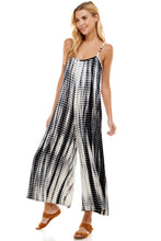 Load image into Gallery viewer, Bamboo Tie Dye Loose Fit Spaghetti Strap Jumpsuit | White/Black