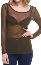 Load image into Gallery viewer, Long Sleeve Sheer Mesh Tops