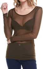 Load image into Gallery viewer, Long Sleeve Sheer Mesh Tops