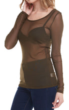 Load image into Gallery viewer, Long Sleeve Sheer Mesh Tops