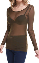 Load image into Gallery viewer, Long Sleeve Sheer Mesh Tops