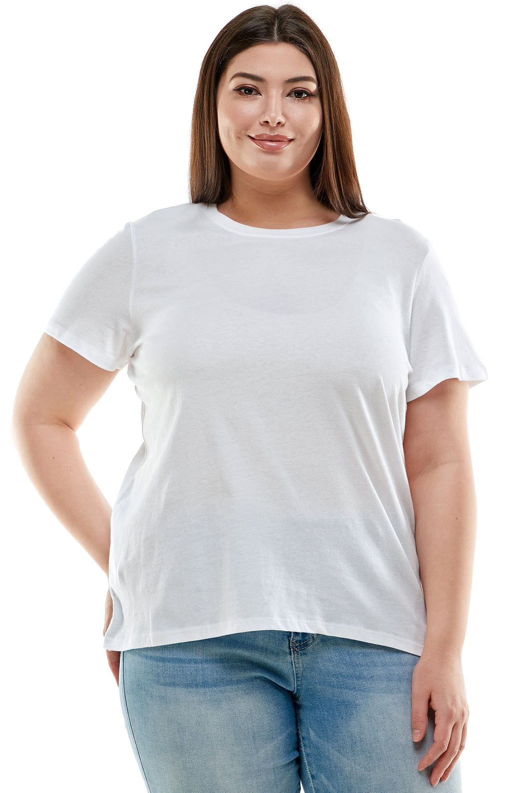 Plus Size Basic Short Sleeve Tee Shirt | White