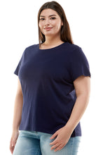 Load image into Gallery viewer, Plus Size Basic Short Sleeve Tee Shirt | Navy
