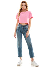 Load image into Gallery viewer, Short Sleeve Round Neck Boxy Crop Top | Pink
