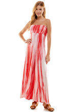 Load image into Gallery viewer, Bamboo Hand Tie Dye Fold Over Tube Strapless Jumpsuit - White/Coral