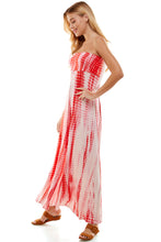 Load image into Gallery viewer, Bamboo Hand Tie Dye Fold Over Tube Strapless Jumpsuit - White/Coral