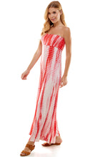 Load image into Gallery viewer, Bamboo Hand Tie Dye Fold Over Tube Strapless Jumpsuit - White/Coral