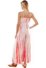 Load image into Gallery viewer, Bamboo Hand Tie Dye Fold Over Tube Strapless Jumpsuit - White/Coral