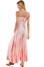 Load image into Gallery viewer, Bamboo Hand Tie Dye Fold Over Tube Strapless Jumpsuit - White/Coral
