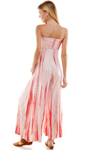 Load image into Gallery viewer, Bamboo Hand Tie Dye Fold Over Tube Strapless Jumpsuit - White/Coral