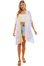 Load image into Gallery viewer, Tie Dye Kimono Cardigan Cover Up - DK Lavender/Blue
