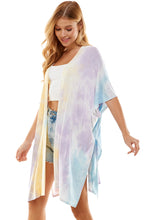 Load image into Gallery viewer, Tie Dye Kimono Cardigan Cover Up - DK Lavender/Blue
