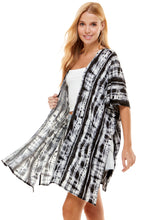 Load image into Gallery viewer, Tie Dye Kimono Cardigan Cover Up - Black/Charcoal
