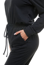 Load image into Gallery viewer, Off Shoulder Long Sleeve French Terry Jumpsuit