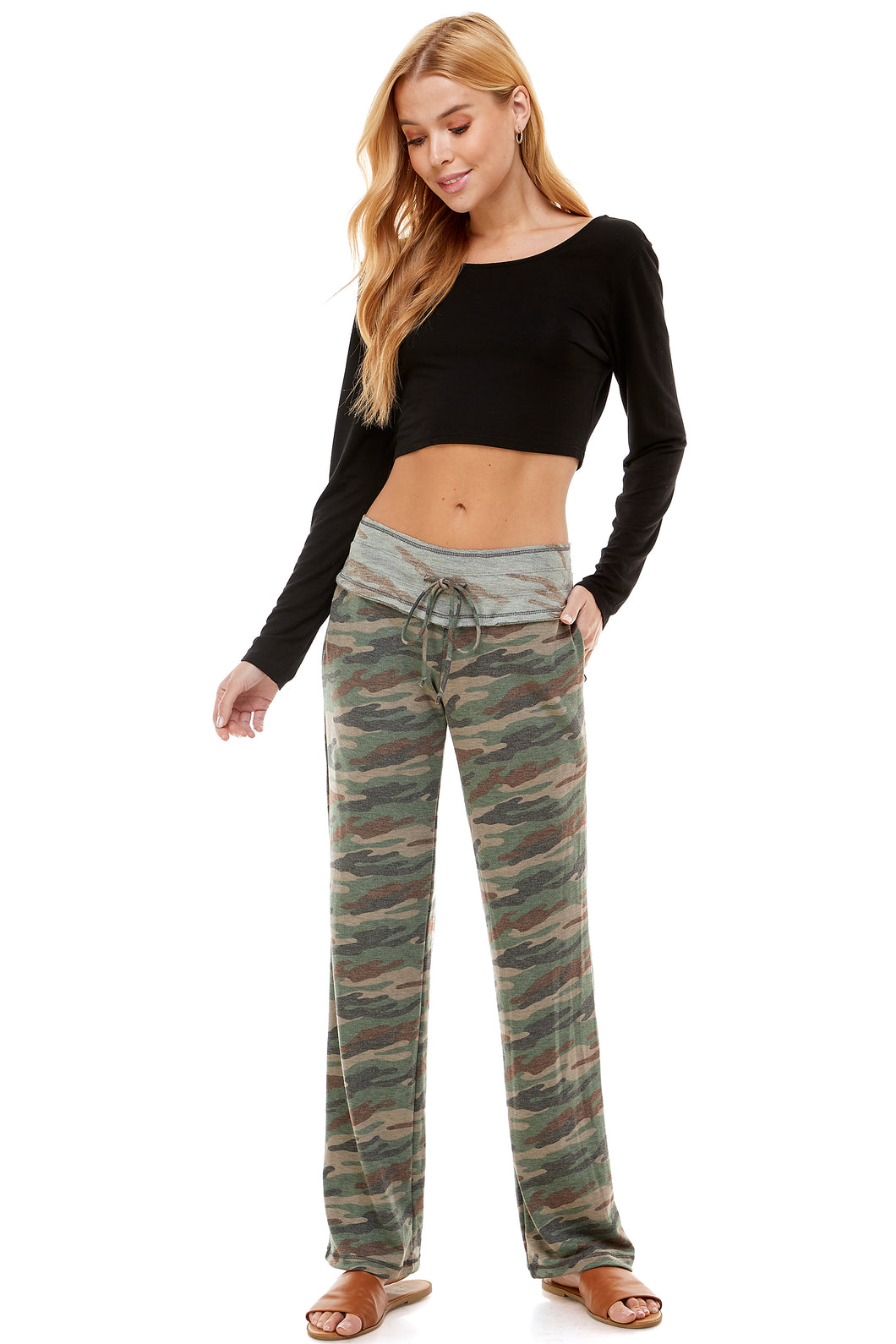 French Terry Lounge Pants - Green/Brown
