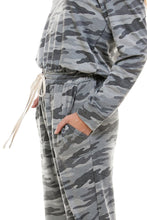 Load image into Gallery viewer, Camo Off Shoulder Long Sleeve French Terry Jumpsuit