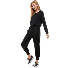 Load image into Gallery viewer, Long Sleeve French Terry Jumpsuit - Black
