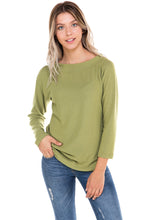 Load image into Gallery viewer, Long Sleeve Off Shoulder Brushed Soft Hacci Top - Apple Green