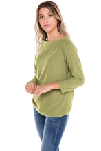 Load image into Gallery viewer, Long Sleeve Off Shoulder Brushed Soft Hacci Top - Apple Green