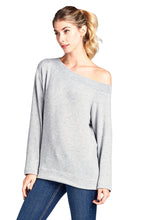 Load image into Gallery viewer, Long Sleeve Off Shoulder Brushed Soft Hacci Top - H Gray