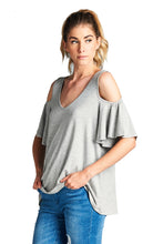 Load image into Gallery viewer, Cold Shoulder V Neck Top
