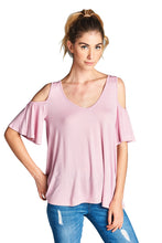 Load image into Gallery viewer, Cold Shoulder V Neck Top