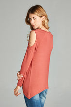 Load image into Gallery viewer, Cold Shoulder Long Sleeve Top -Marsala
