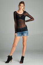Load image into Gallery viewer, Long Sleeve Sheer Mesh Tops