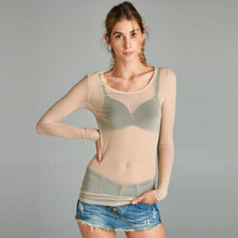Load image into Gallery viewer, Long Sleeve Sheer Mesh Tops