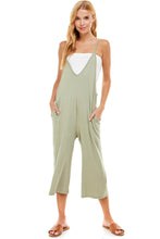 Load image into Gallery viewer, P30007 | Loose Fit V Neck Capri Jumpsuits - Sage
