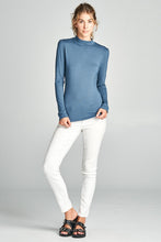 Load image into Gallery viewer, Long Sleeve Mock Neck Top - Teal Denim
