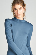 Load image into Gallery viewer, Long Sleeve Mock Neck Top - Teal Denim
